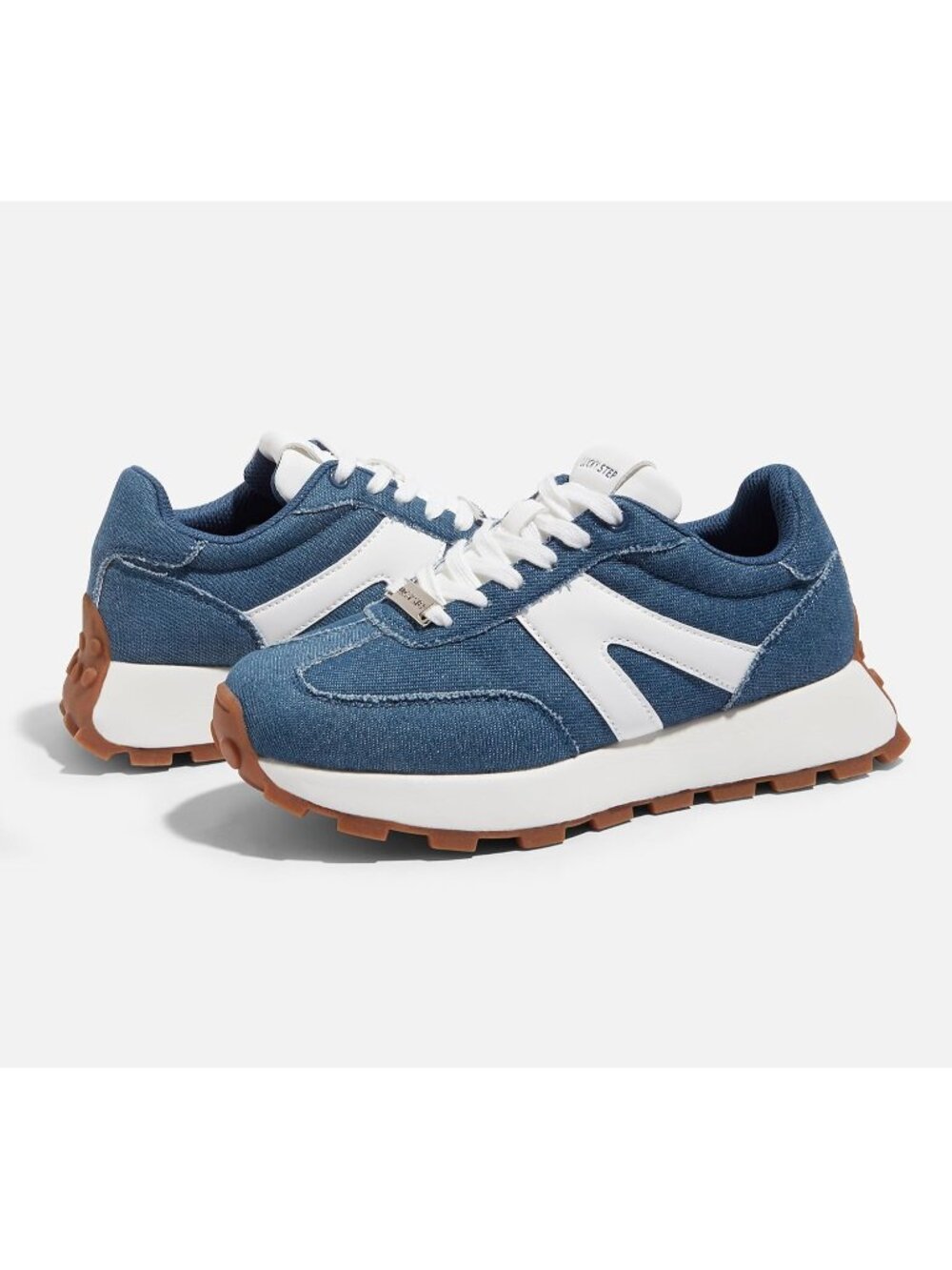 Women's Denim Blue Retro Classic Stylish Lace Up Tennis Running Walking Sneaker - Picture 7 of 7